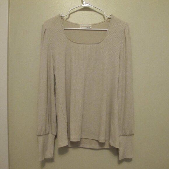 Anthropologie Tops - Anthropologie Reegan Seamless Ribbed Cream Long-Sleeve Top